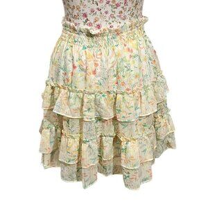 Floral ruffle skirt by Lauren Conrad, featuring a multi-coloured design with a t